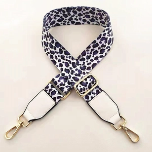 Wide Adjustable Replacement Bag Strap Leopard Geometric Ethnic Jacquard Crossbody Shoulder Belt Gold Buckles Handbag Accessories