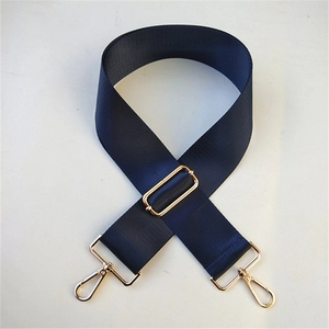 Tracolla regolabile in nylon blu scuro per borse da uomo con ganci in metallo oro