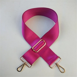 Tracolla larga regolabile in nylon viola magenta con ganci girevoli in metallo dorato