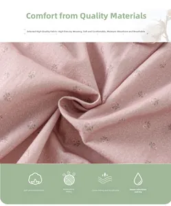 Detailed macro view of soft pink floral fabric with high-density breathable weave texture