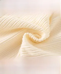 Detail of soft ribbed knit fabric texture with high elasticity and breathable fibers