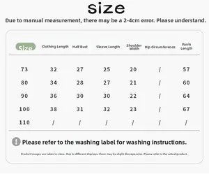 Detailed size chart for baby girl t-shirt and overalls set including measurements