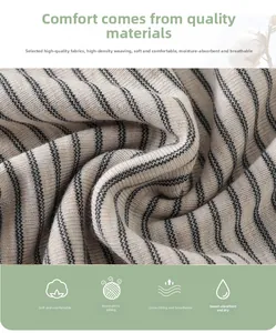 Close-up of high-density knitted striped fabric with soft texture and breathable material
