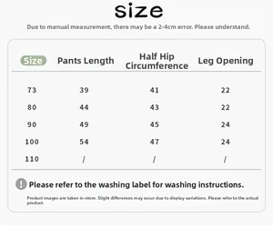 Tableau des tailles détaillé pour pantalons à carreaux enfants avec mesures précises