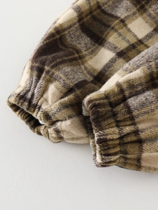 Pantalon à carreaux rétro pour enfants avec poignets élastiques et tissu en flanelle