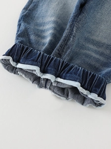 Toddler boys casual blue denim jeans with elastic ribbed cuffs and premium washed finish