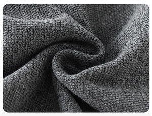 Macro detail showing the deep grey knitted fabric with waffle texture on boys casual jacket