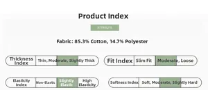 Detailed fabric composition of children's pants: 85.3% cotton and 14.7% polyester blend