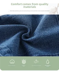 Détail du tissu denim bleu haute densité montrant la texture douce du coton et le tissage