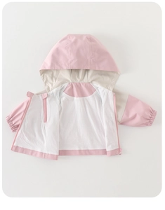Detailed view of kids windbreaker with waterproof fabric and breathable mesh lining