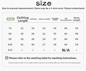Detailed size chart for kids' autumn denim sweatshirt set with measurement guide