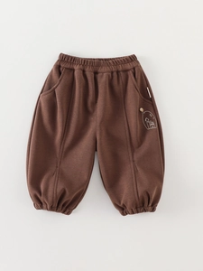 Kids brown joggers with elastic waist and cozy ribbed cuffs for boys and girls