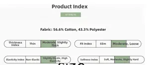 Guida alle taglie con misto 56,6% cotone e 43,3% poliestere per maglietta a maniche lunghe