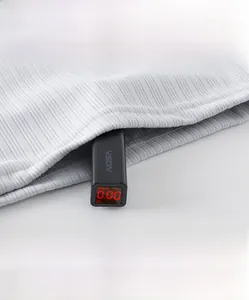 Detail view of the ribbed fabric showing a 0.00 fluorescence test for baby safety