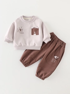 Baby Boy Cotton Casual Long Sleeve Outfits Toddler Cartoon Puppy Sweatshirt And Pants Autumn Soft Clothing Ensemble