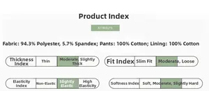 Detailed fabric composition showing 94.3% polyester and 100% cotton lining for girls' pants