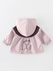Mädchen Kapuzenjacke mit Herzdetails und Schmetterlingsstickerei in Lila und Braun Tönen