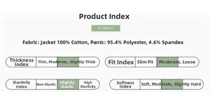 Size chart showing 100% cotton material and fabric composition for infant winter clothing set