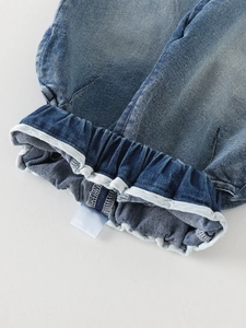 Boy's casual straight leg dark denim jeans with elastic waistband detail in washed blue