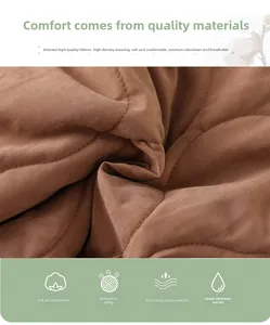 Close-up of brown quilted fabric showing high-density stitching and soft cotton texture