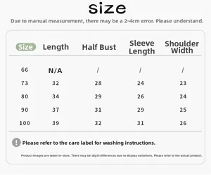 Tableau des tailles détaillé pour vêtements thermiques bébé avec mesures précises