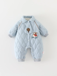 Infant Quilted Cotton Padded Romper Winter Thick Warm Baby Jumpsuit For Newborn Boys Girls Autumn Winter Outdoor Wear