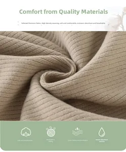 Detailed view of high-density ribbed knit fabric, soft and breathable for winter sets