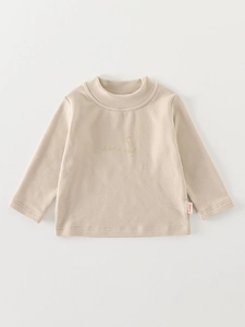T-Shirt à Manches Longues à Col Montant pour Bébé en Mélange de Coton Polyester Viscose Top Décontracté Chaud avec Broderie Cartoon Bébé Garçon Fille