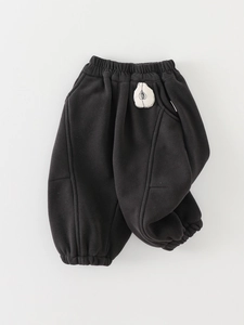 Pantalon de jogging noir pour enfant avec taille élastique et patch poire pour l'hiver