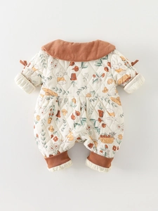 Pelele acolchado para bebé con cuello Peter Pan y estampados de conejos detrás