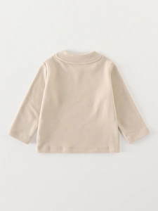 T-shirt thermique à manches longues pour enfants en polaire beige pour l'hiver
