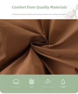 Close-up of high-density brown fabric for children's puffer jacket showing texture