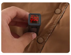 Close-up of brown quilted jacket being tested for zero fluorescence safety standards
