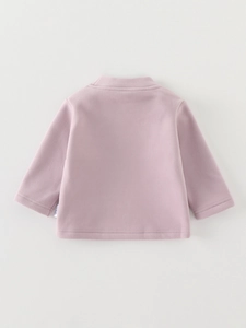 Winter thermal long sleeve fleece T-shirt for toddlers in soft rose pink color