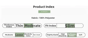 Detail chart showing 100% polyester fabric material and medium thickness product specs