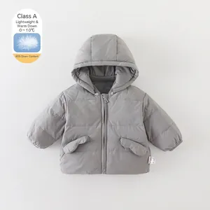 Baby Boys Hooded Down Jacket Cartoon Planet Embroidery Winter Warm White Duck Down Padded Quilted Coat For Infants Kids
