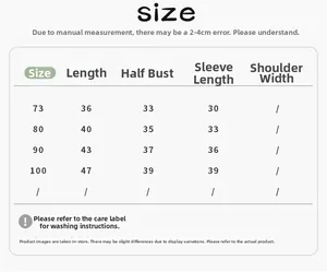 Detailed size chart for baby girl winter hooded coat showing length and chest measurements