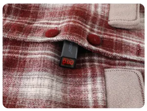 Detail of red plaid wool fabric showing zero fluorescent agent test results