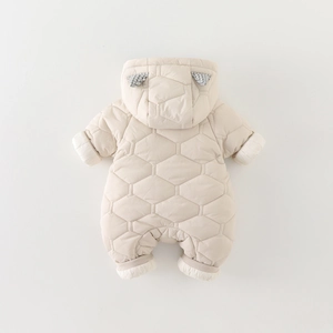 Combinaison hiver bébé épaisse avec matelassage alvéolé et mignonnes oreilles d'ours