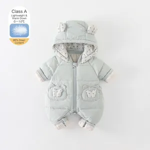 Baby Daunen-Jumpsuit Süßer Cartoon Bär Ohr Kapuzen-Strampler Für Kleinkinder Winter Warm Verdickt Gesteppte Oberbekleidung Schneeanzug