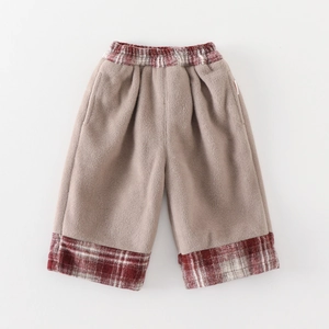 Pantalon d'hiver thermique en polaire pour bébé fille avec détails à carreaux rouges élégants