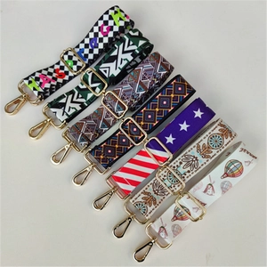Adjustable wide replacement shoulder straps with diverse colorful patterns and gold hooks