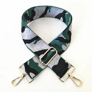 Adjustable wide camouflage replacement shoulder strap with gold metal buckles for handbags