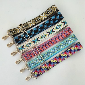 Ethnic Style Adjustable Bag Strap Floral Geometric Pattern Replacement Shoulder Crossbody Belt Polyester Wide Bag Strap