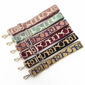 Correas de bolso ajustables de jacquard con diseño geométrico y cierres dorados