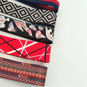 Adjustable wide replacement shoulder strap with colorful ethnic and geometric patterns