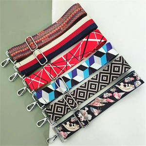 Adjustable wide replacement straps for handbags featuring six colorful ethnic patterns