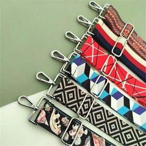 Adjustable wide replacement straps with colorful geometric patterns and silver hardware hooks