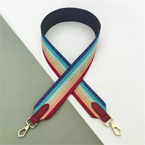 Ethnic style colorful rainbow replacement wide shoulder strap for fashion handbags