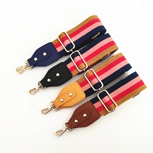 Fashion Colorful Striped Adjustable Wide Shoulder Strap Replacement Cotton Webbing Crossbody Bag Strap For Women Accessories
